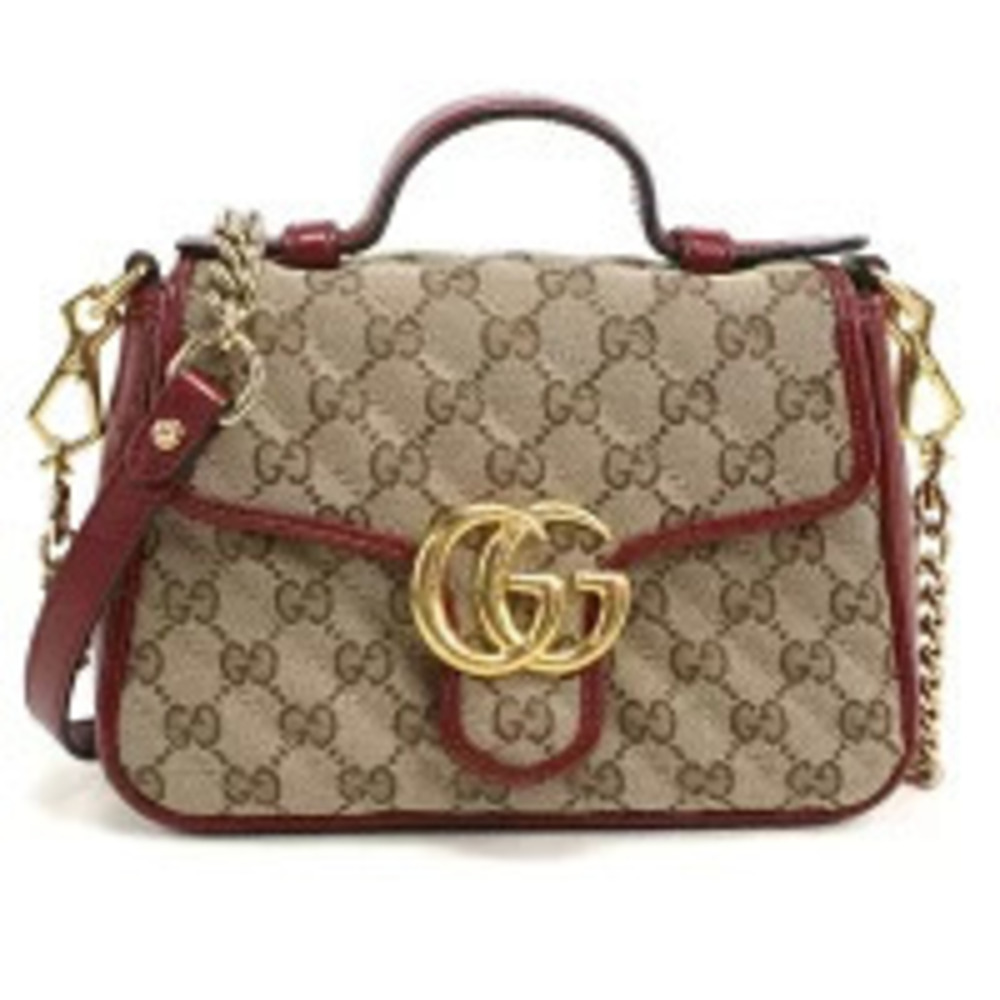 Gucci Handbag GG Marmont Top Handle Bag Leather Beige Cream